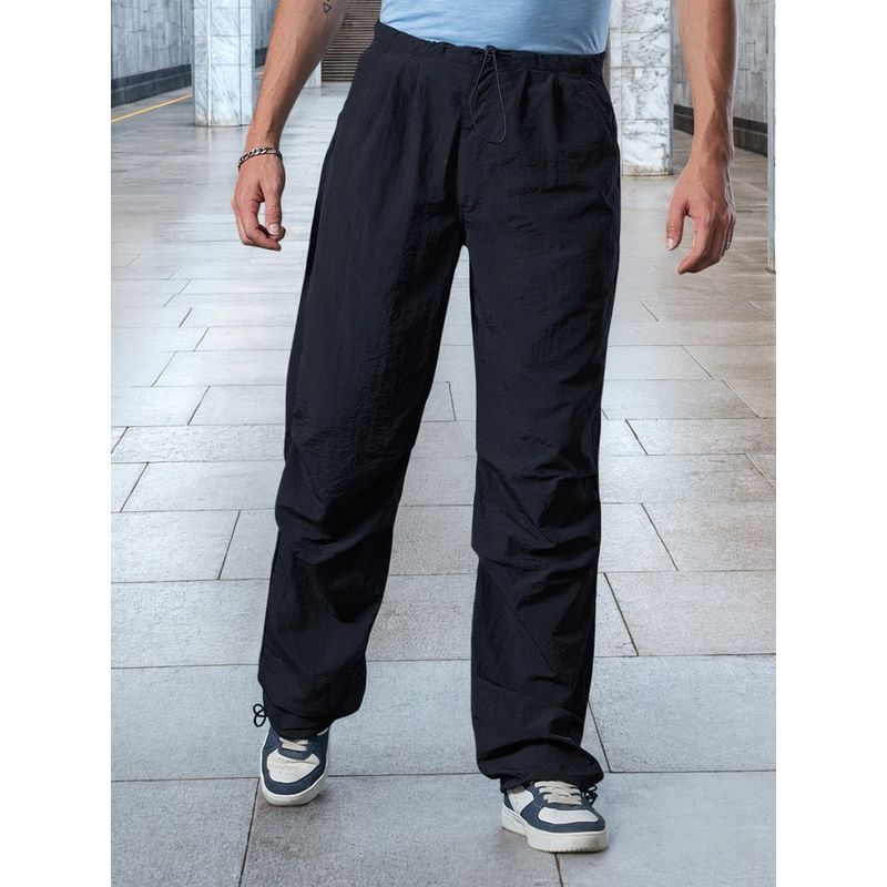 Bewakoof Men's Black Baggy Oversized Parachute Pants (M)