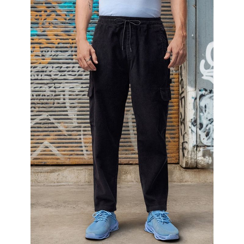 Bewakoof Men's Black Tapered Fit Japanese Cargo Carpenter Pants (34)