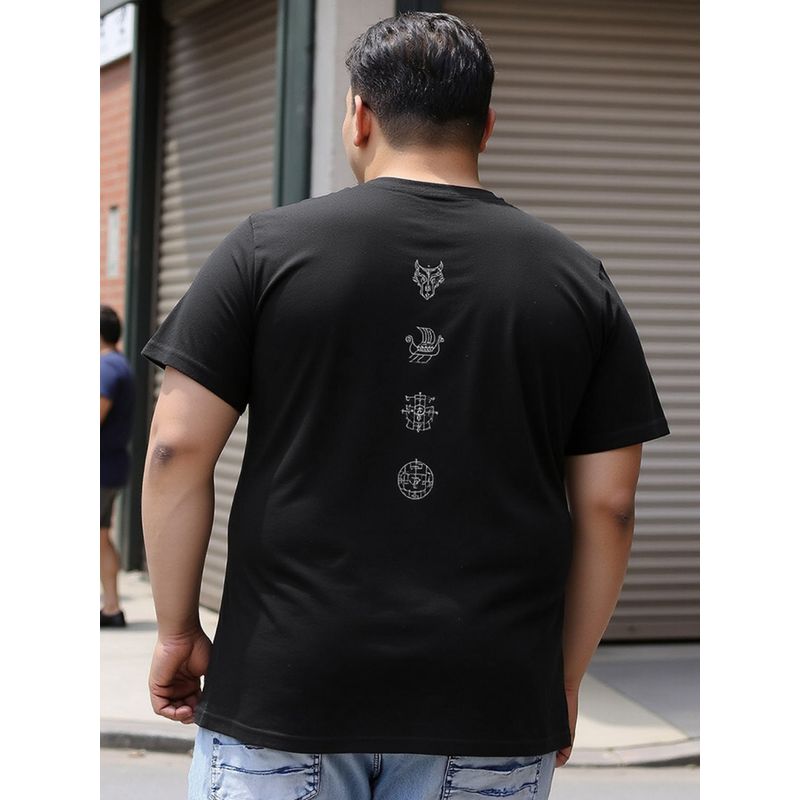 Bewakoof Men's Black Valhalla Graphic Printed Plus Size T-shirt (5XL)