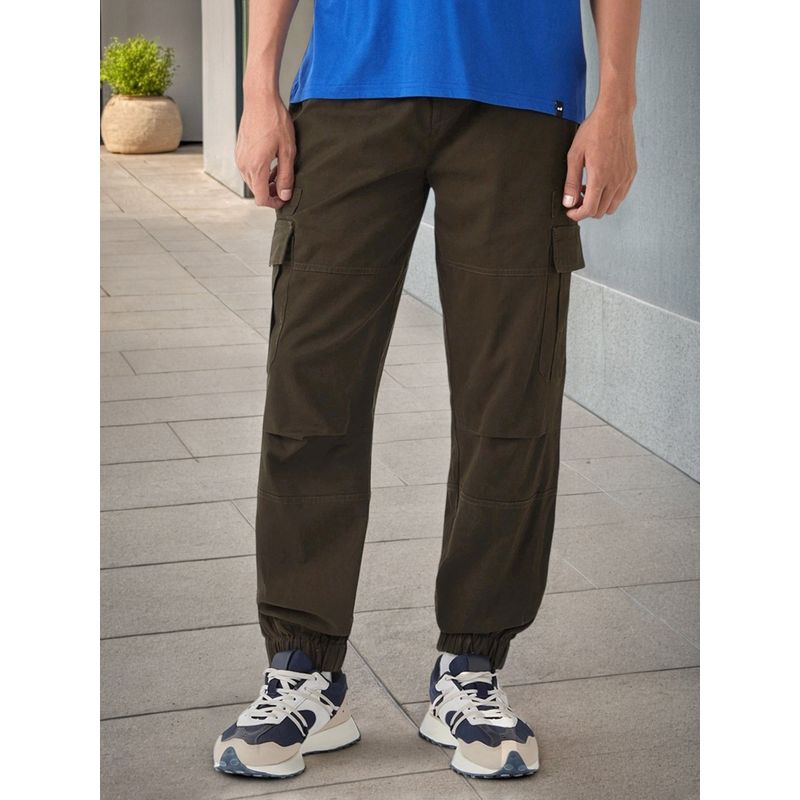 Bewakoof Men's Chocolate Brown Oversized Cargo Jogger Pants (30)