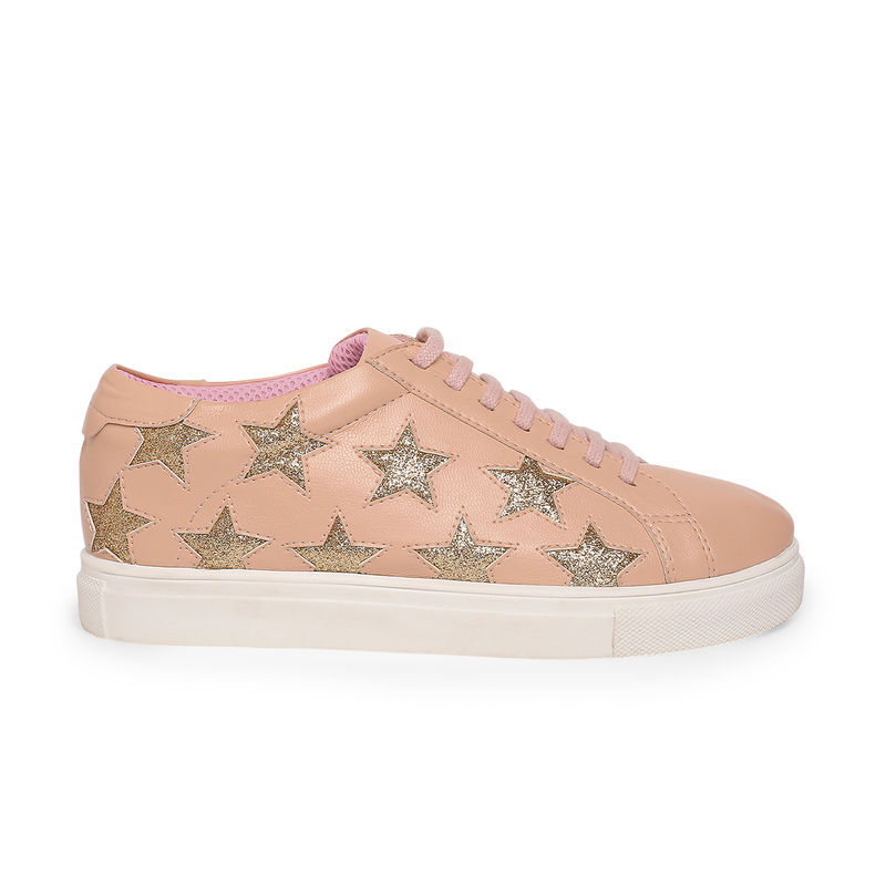 IYKYK by Nykaa Fashion Della Pink & Rose Gold Star Sneakers (EURO 36)