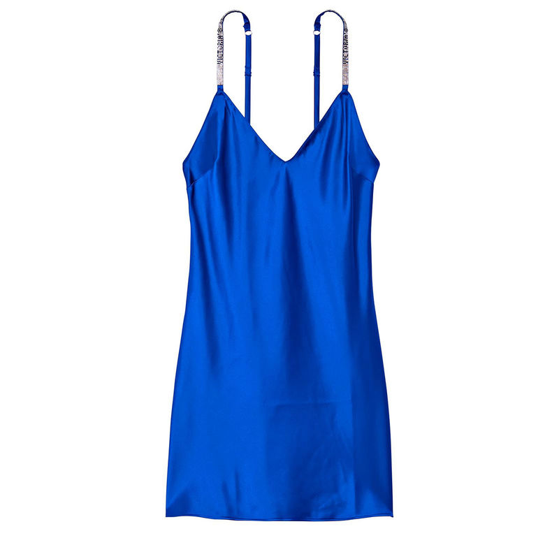 Victoria's Secret Lace-Inset Long Slip Blue (M)