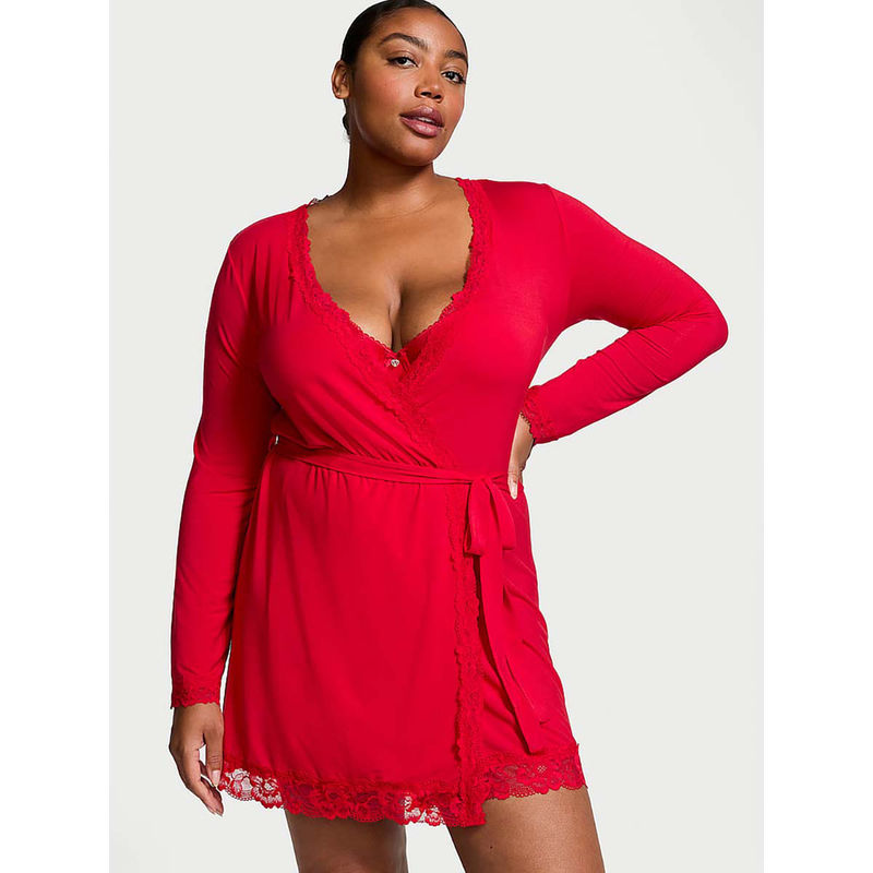 Victoria's Secret Modal Lace-Trim Robe Red (Set of 2) (XS/S)