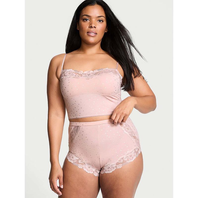 Victoria's Secret Modal And Lace Trim Straight-Neck Cami With Shorts Multi-Color (Set of 2) (XS)