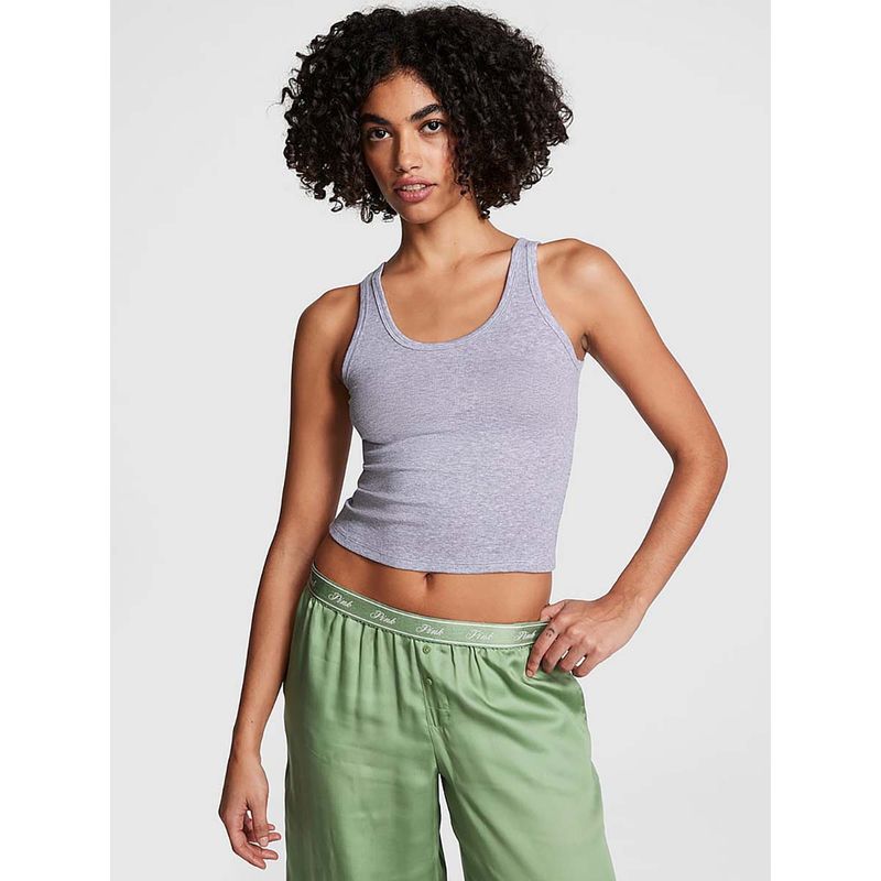 Victoria's Secret Ribbed Modal Scoop Tank Top Grey (XL)