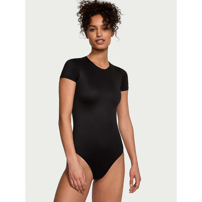 Victoria's Secret Feather Soft Essentials Short-Sleeve Bodysuit Black (XS)