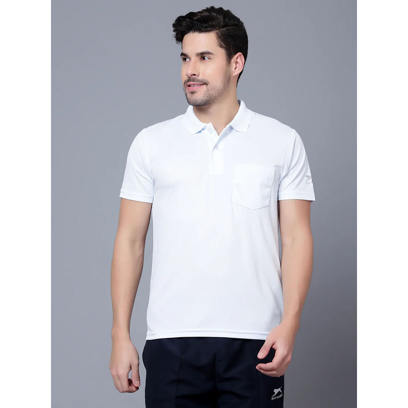 Shiv Naresh White Polyester Solid Polo T-Shirt (38)