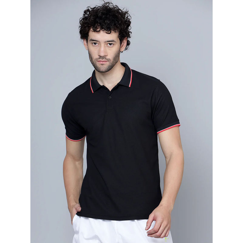 Shiv Naresh Black Polyester Solid Polo T-Shirt (36)