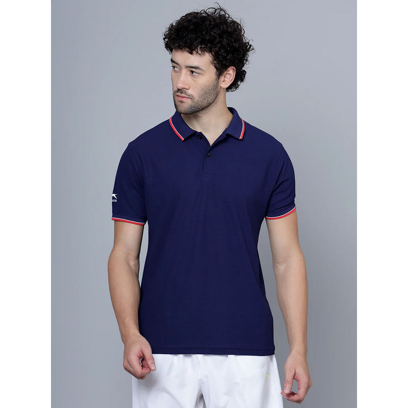 Shiv Naresh Navy Blue Polyester Solid Polo T-Shirt (38)