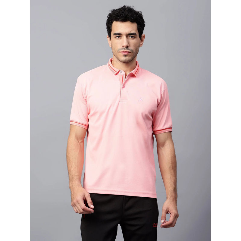 Trenz Peach Polyester Solid Polo T-Shirt (38)