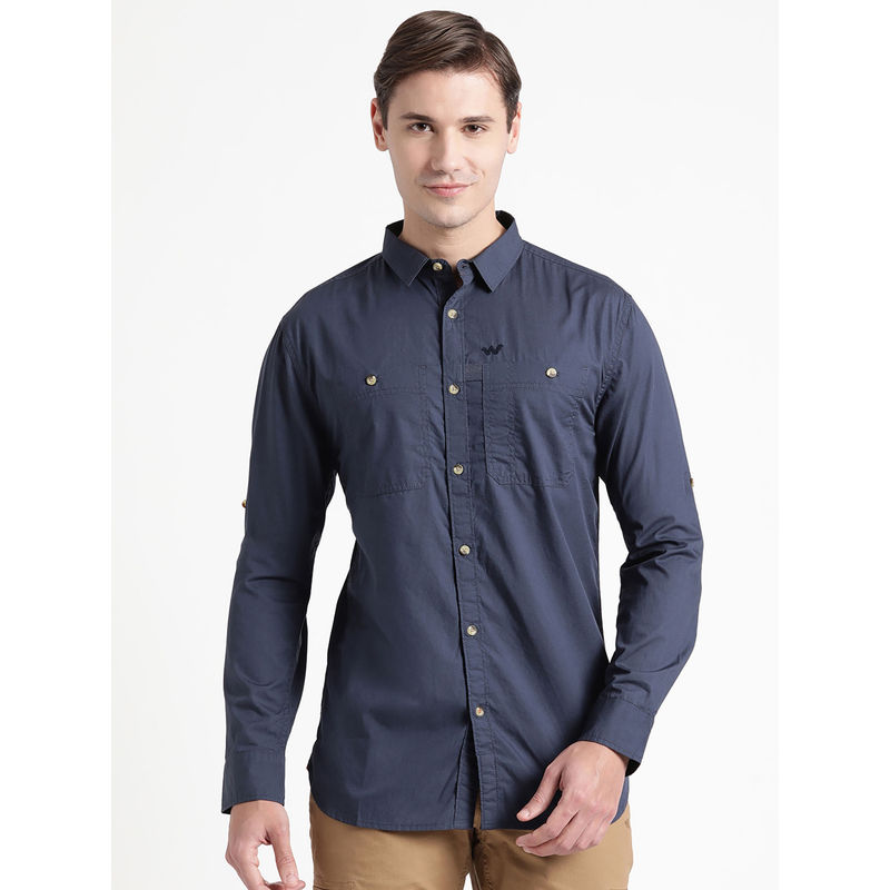 Wildcraft Men Safara 2 Pockets Cargo Shirt - Navy Blue (L)