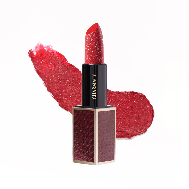 Charmacy Milano Diamond Rush Lipstick - Ruby 78 - Luxe Shimmer Matte, 8Hr Stay