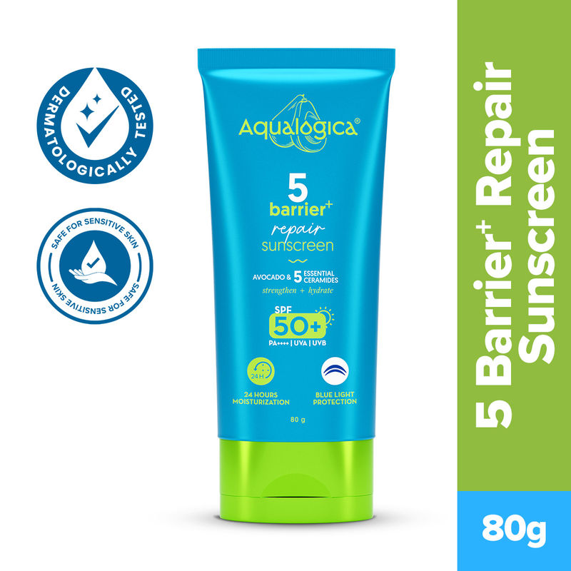 Aqualogica 5 Barrier+ Repair Sunscreen With Avocado & 5 Essential Ceramides SPF 50 PA++++ UVA/B