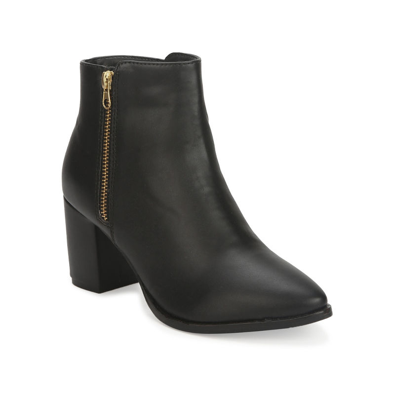 Truffle Collection Black Pu Side Zipper Ankle Boots - UK 5
