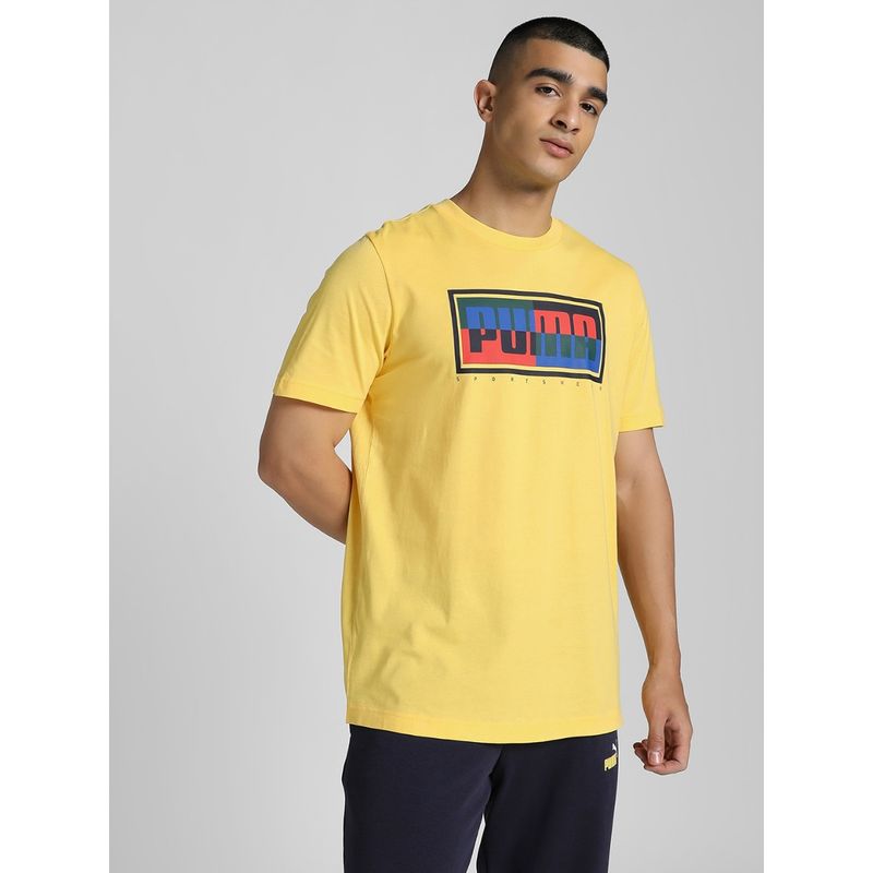 Puma Graphics Box Mens Yellow T-Shirt (M)