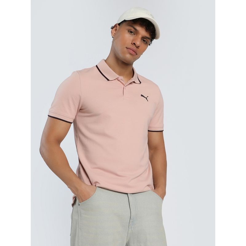 Puma Ess Collar Tipping Mens Pink Polo T-Shirt (S)