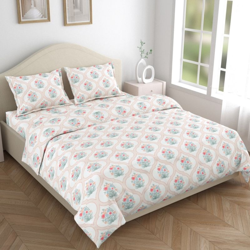 Haus & Kinder Terracotta Trellis 186 Tc Cotton 100% Printed Flat Double Bedsheet (Queen)