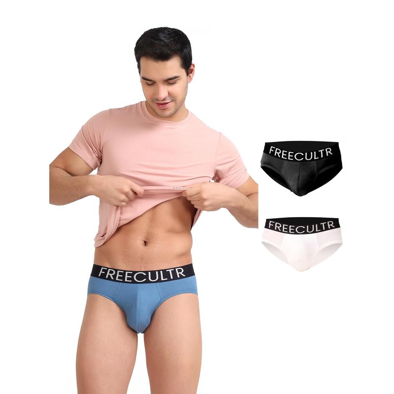 FREECULTR Men's Multi-Color Organic Cotton Briefs (Pack of 3) (S)