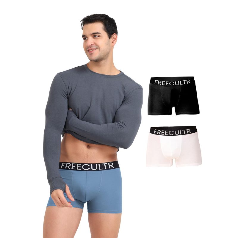 FREECULTR Men's Multi-Color Organic Cotton Trunks (Pack of 3) (2XL)