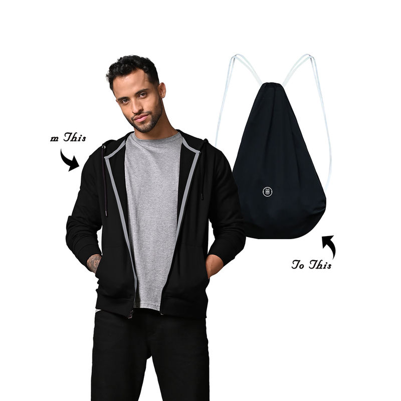 THE HOLISTIK Disguise Convertible Jacket | Backpack Hoodie | Cotton (L)