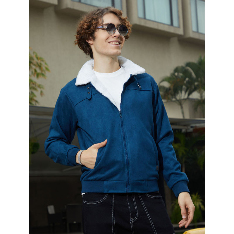 Campus Sutra Men Admiral Blue Self Design Buffalo Check Puffer Jacket (XL)