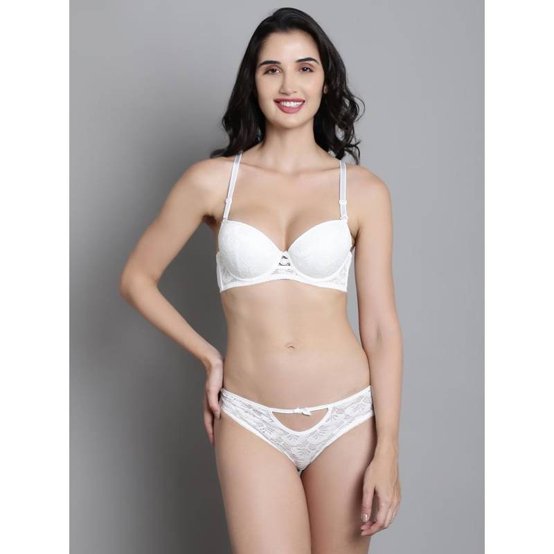 Makclan White Symphony In Lace Lingerie Bra and Panty (Set of 2) (34C)
