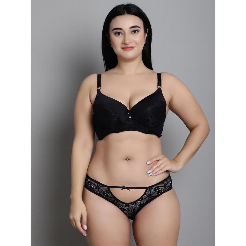 Makclan Black Fashion Forward Lace Lingerie Bra and Panty (Set of 2) (36D)
