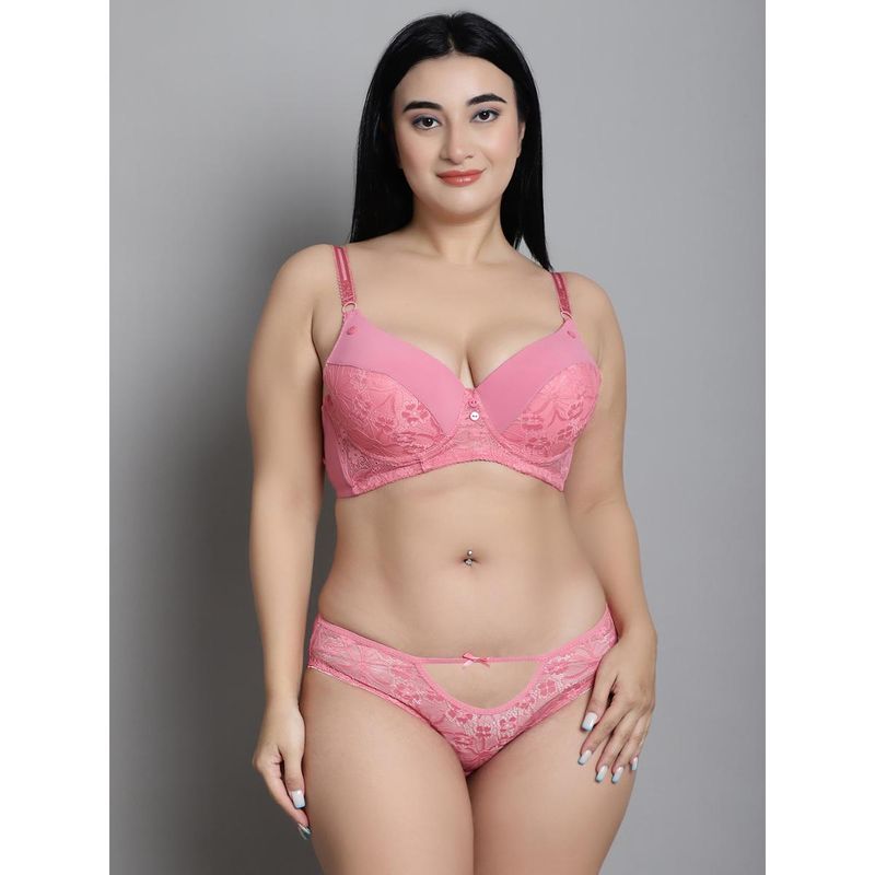 Makclan Pink Fashion Forward Lace Lingerie Bra and Panty (Set of 2) (42D)