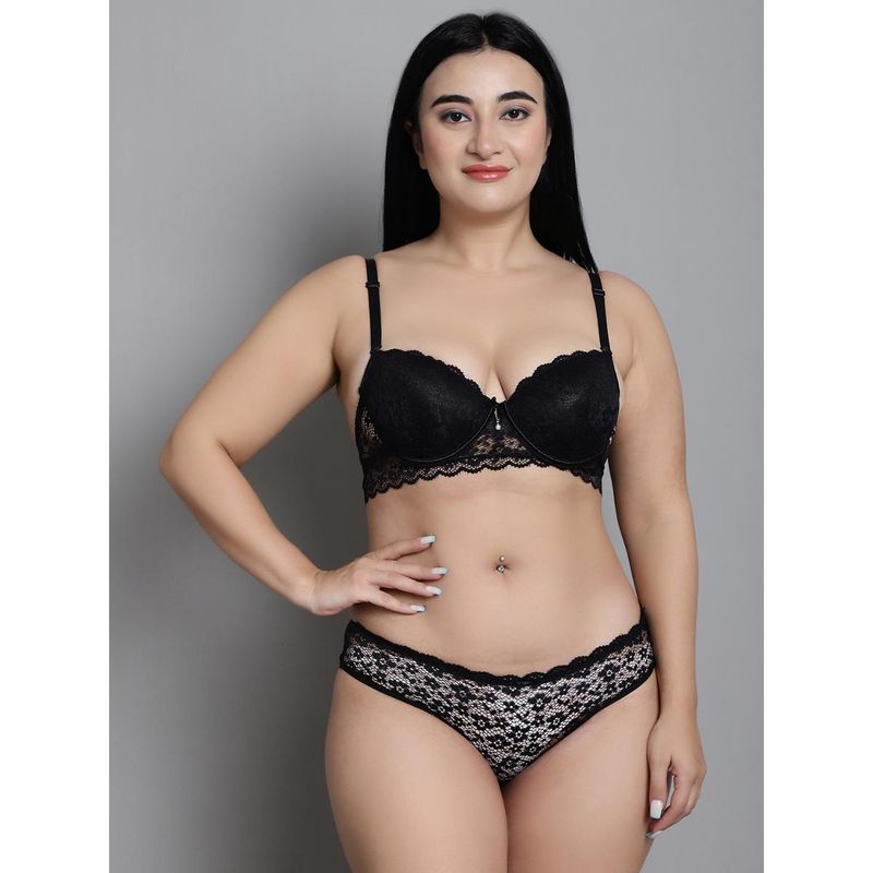 Makclan Black Lace Enchantment Lingerie Bra and Panty (Set of 2) (36B)