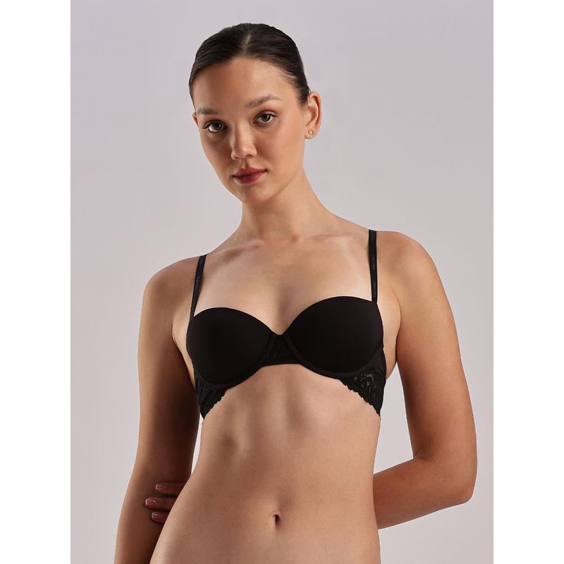 Calvin Klein Black Half Coverage Lightly Padded Underwired Push-Up Bra (34B)