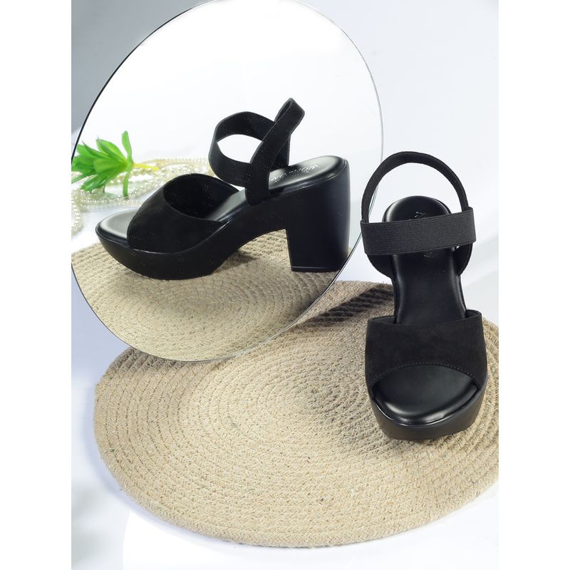 Monrow Solid Dhriti Black Block Heels (EURO 37)