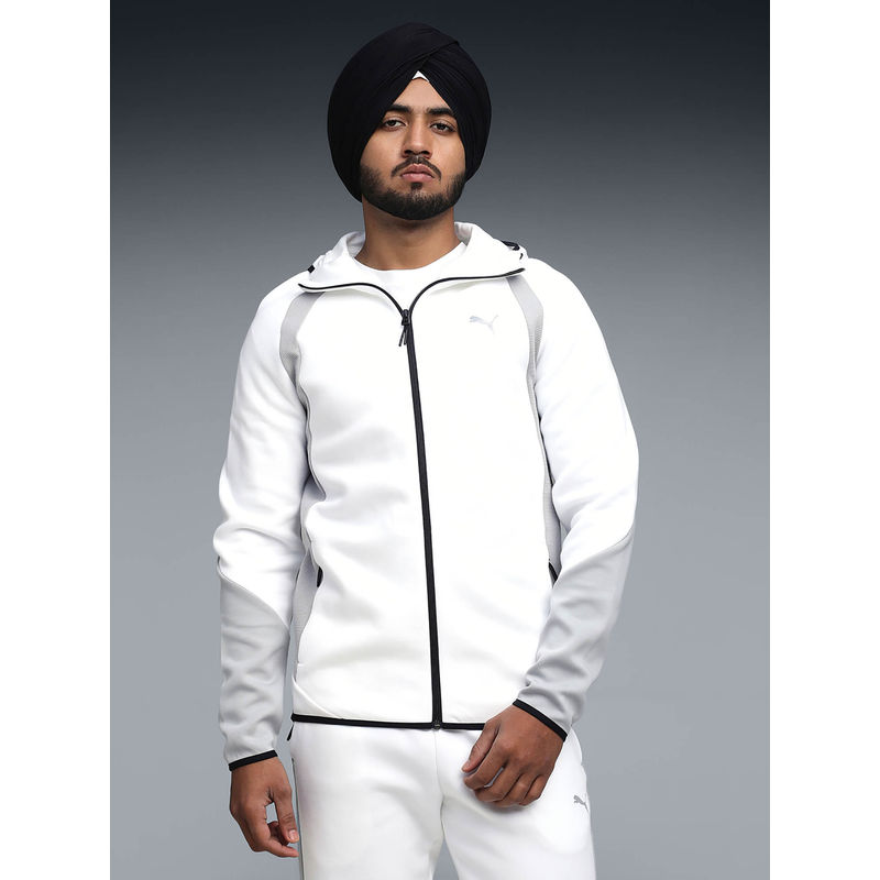 Puma Men White Colorblock Bomber Jacket (L)