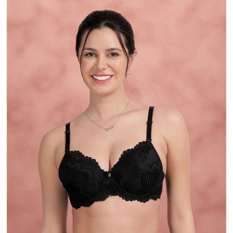 Shyaway Black Beauty Full Lace Padded Wired Bra (34B)