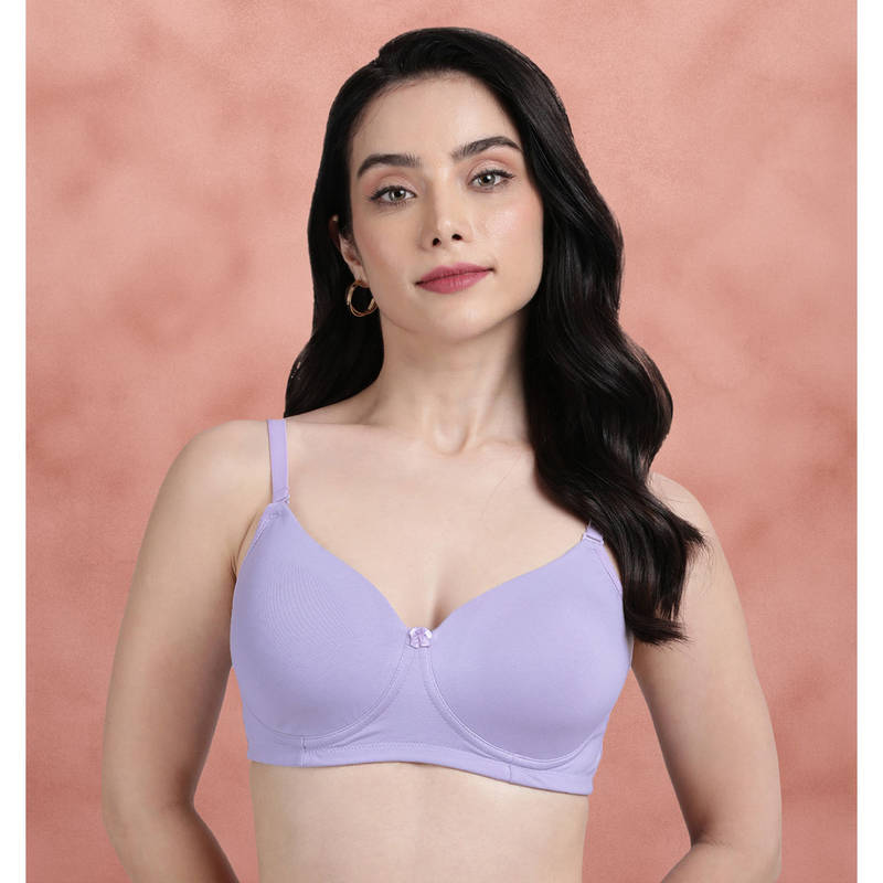 Shyaway Lilac Solid Cotton Everyday Padded Bra (36D)