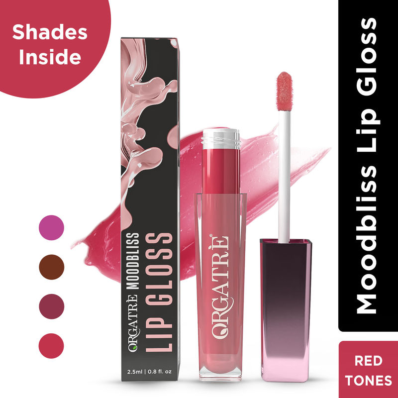 Orgatre Lip Gloss Fuller Plumped Lips With Instant Shine & Glossy Finish - Red Tones