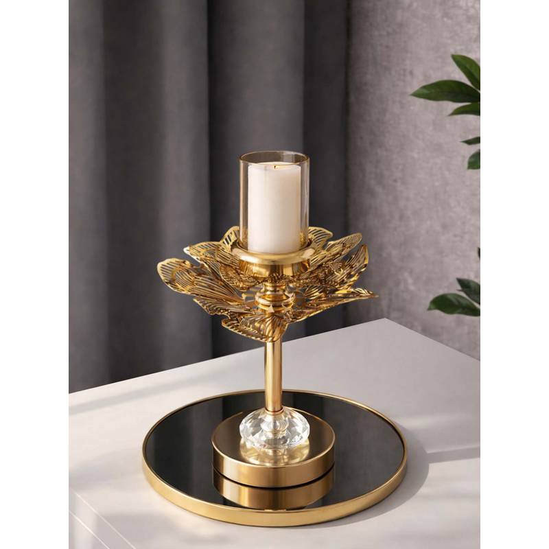 Aarvi Decor Gold Floral Metal Glow Candle Holder(S)