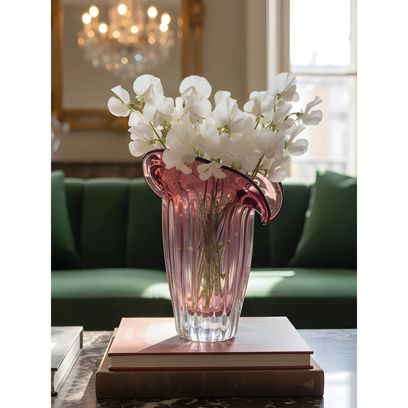 Aarvi Decor Blush Bloom Transparent Pink Glass Vase (S)