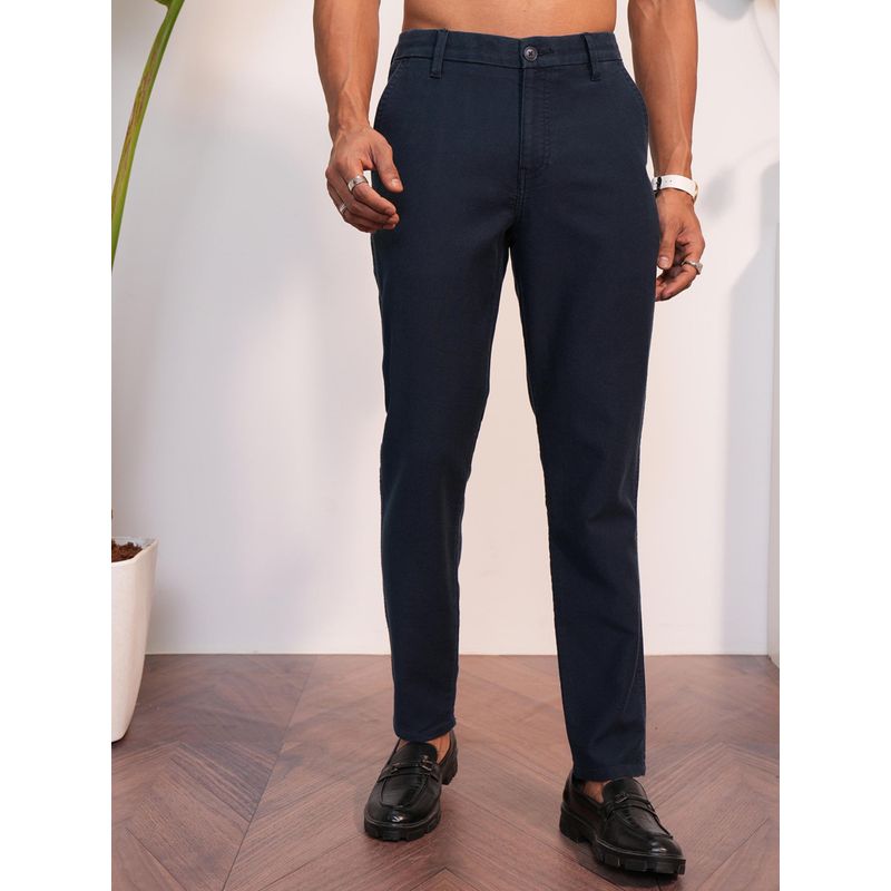 LOCOMOTIVE Men Navy Blue Mid Rise Full Length Trouser (30)