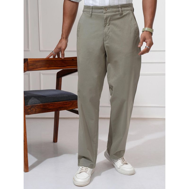 LOCOMOTIVE Men Olive Straight Fit Chinos (34)