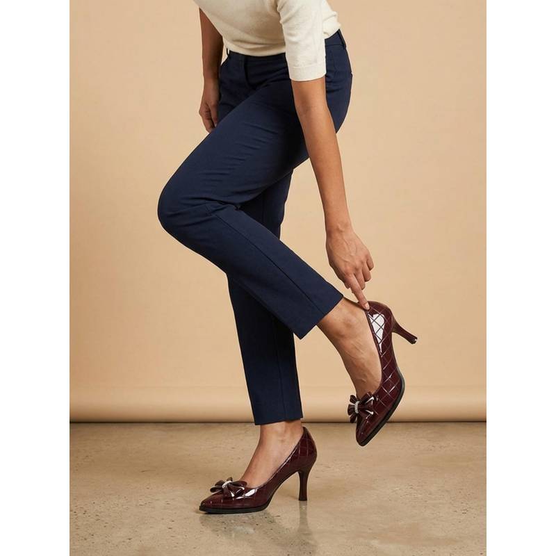 ELLE Womens Wine Bow Detail Textured Pointed Toe Pump Heels (EURO 36)