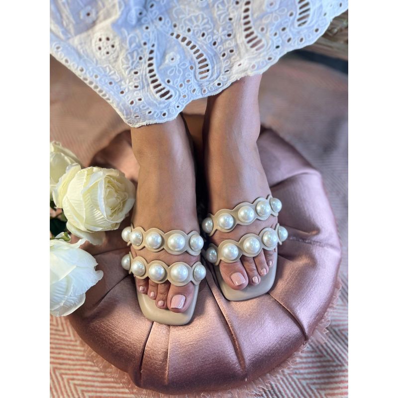 Sandal Stories Pearl Elegance Statement Flats (EURO 35)