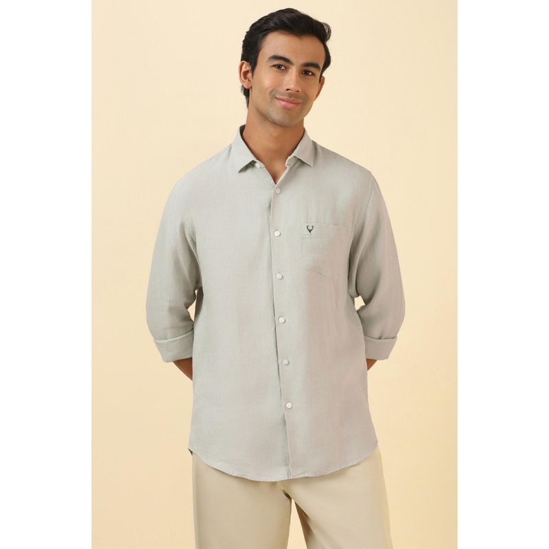 Allen Solly Men Grey Textured Full Sleeves Casual Shirt (38)