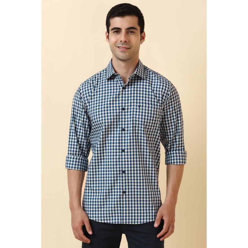 Allen Solly Men Blue Checked Full Sleeves Casual Shirt (39)