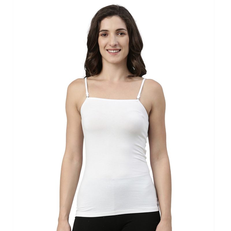 Enamor Essentials Womens E007-Sleeveless Slim Fit Camisole White (XL)