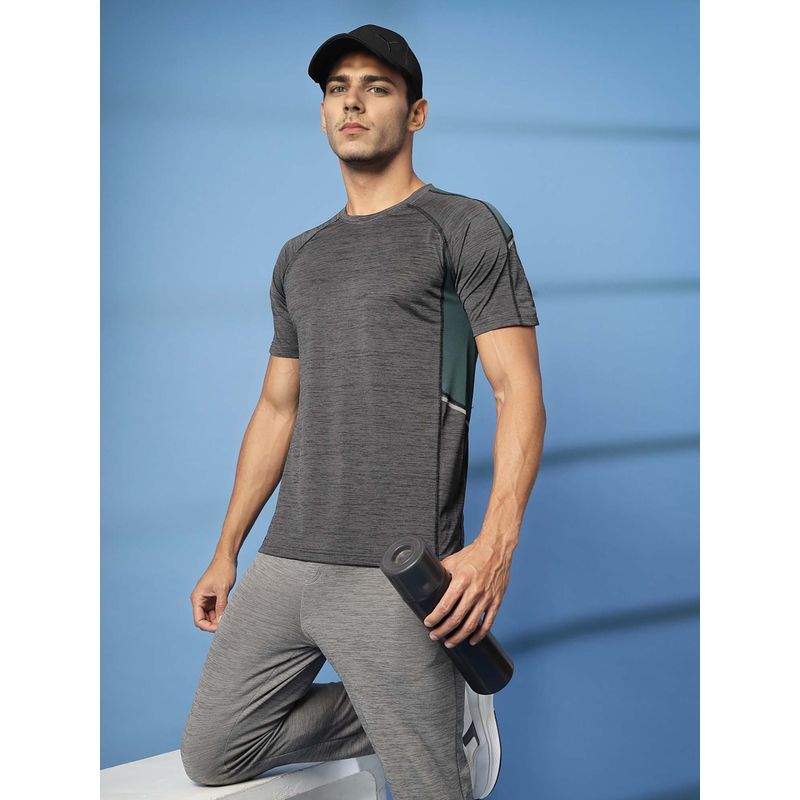CHKOKKO Grey Men's Regular Dry Fit Gym Sports T-shirt (2XL)