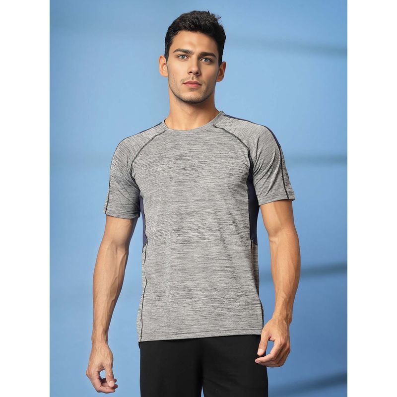 CHKOKKO Grey Men's Regular Dry Fit Gym Sports T-shirt (XL)