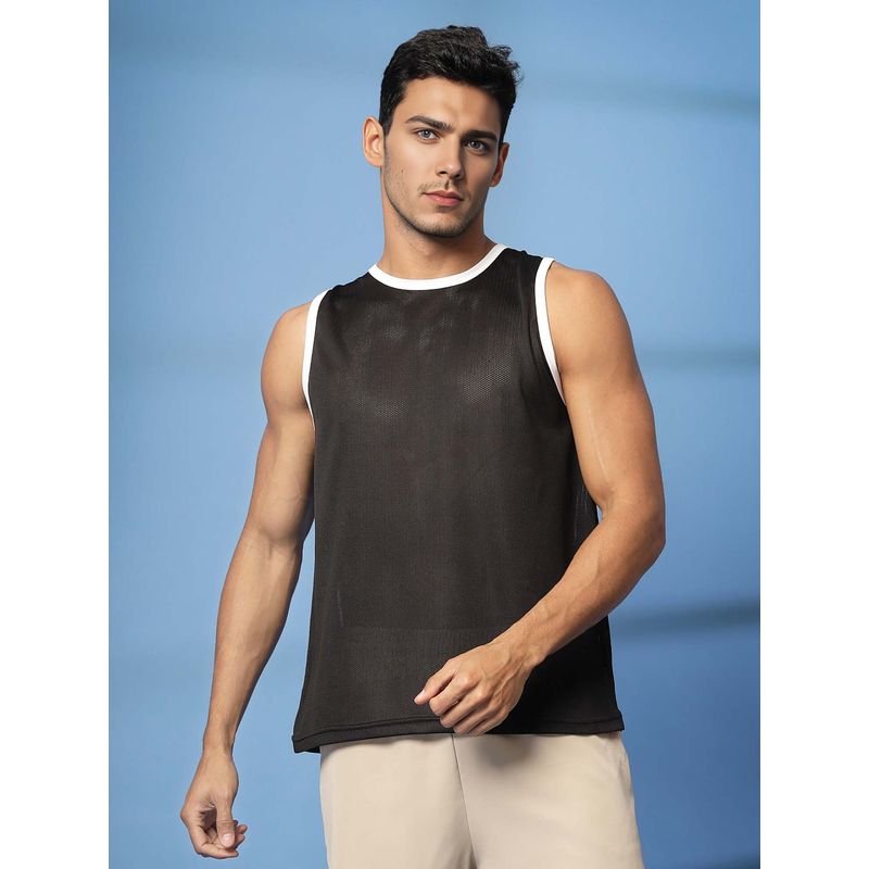 CHKOKKO Black Men's Solid Gym Sleeveless Sport Regular Fit Tank (XL)