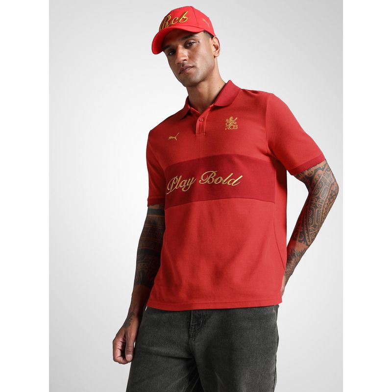 Puma X Rcb Mens Retro Red Polo T-Shirt (2XL)