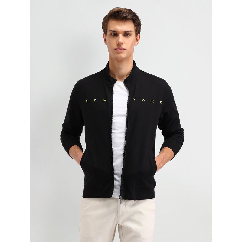 Arrow Sports Graphic Black Full Sleeves High Neck Sweatshirt (L)