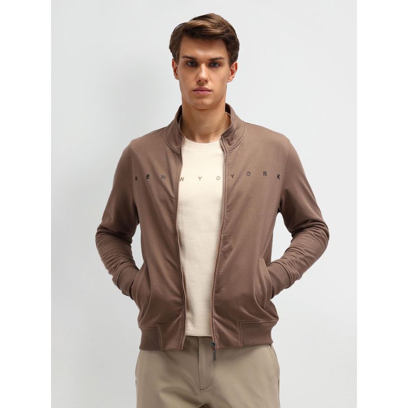 Arrow Sports Graphic Brown Full Sleeves High Neck Sweatshirt (L)